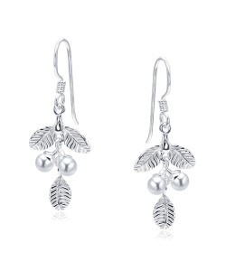 Leaf with Pearl Silver Earring STS-5950